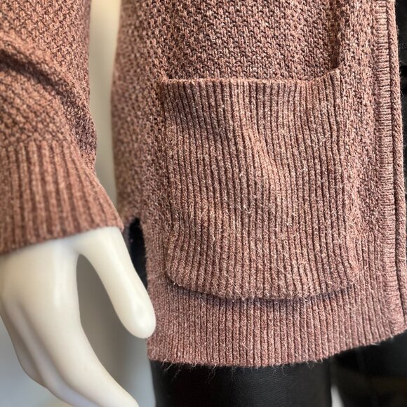 Garage Womens Knit Open Front Cardigan Size XS Pockets Long Sleeve Rose Brown - Picture 4 of 10